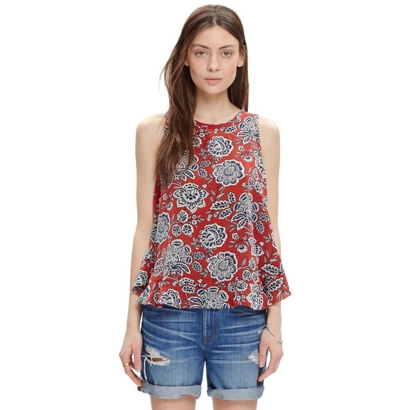 Madewell Silk Bow Back Flutter Top - Picture 2 of 6